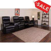 Flash Furniture Black Leather 4-Seat Home Theater Recliner with Storage Consoles BT-70273-4-BK-GG